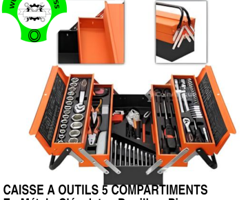 CAISSE A OUTILS MÉTAL 5 COMPARTIMENTS POUR VOS DEPANNAGES   DE VOITURE MOTO ET VÉLO